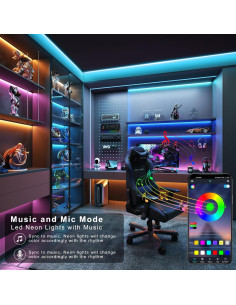 Tira de luces LED RGB 200FT GANZQH con control remoto y APP 2
