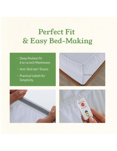 Conjunto de Sábanas Twin California Design Den 100% Algodón Orgánico