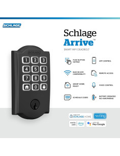 Cerradura Inteligente Schlage Arrive WiFi Camelot, Negro Mate 2