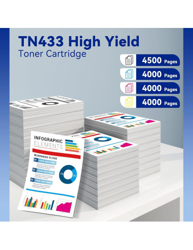 Cartucho de Tóner Compatible TN433 para Brother - 4 Colores