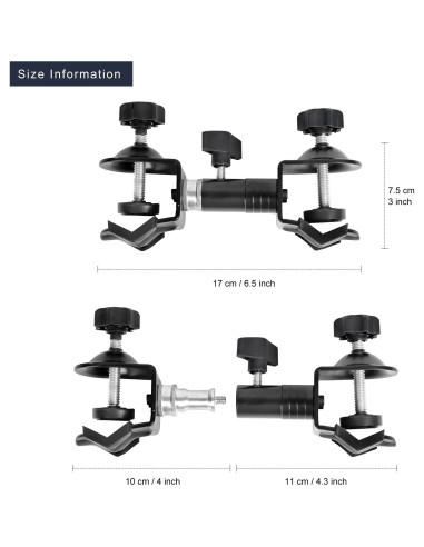 Soporte Doble en C de Metal Alta Resistencia para Trípode