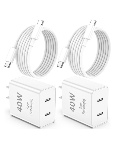 Cargador Rápido Doble USB-C 40W PGQBS con Cable 1.83m