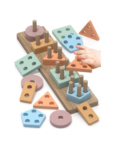 Juguetes Montessori Walenced para Niños 1-3 Años - Bloques de Madera