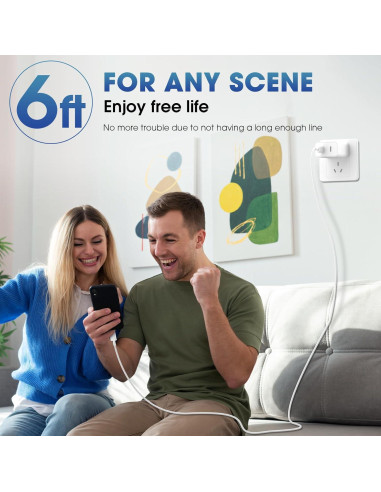 Cargador Rápido Doble USB-C 40W PGQBS con Cable 1.83m