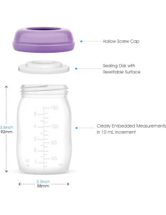 Botellas de Almacenamiento Maymom 150 mL Boca Ancha x8 2