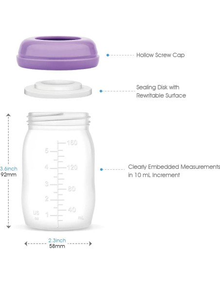 Botellas de Almacenamiento Maymom 150 mL Boca Ancha x8