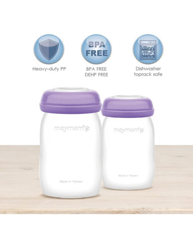 Botellas de Almacenamiento Maymom 150 mL Boca Ancha x8