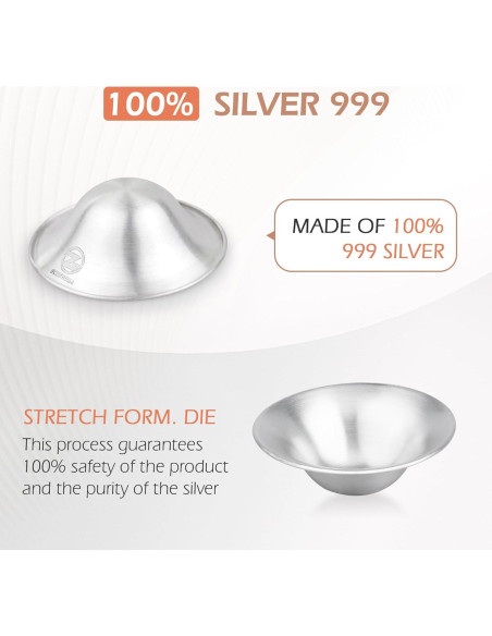 Copas de Lactancia de Plata 999 ZHIUGUZILLA - Protectores Ergonómicos