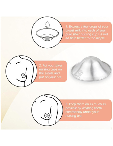 Copas de Lactancia de Plata 999 ZHIUGUZILLA - Protectores Ergonómicos