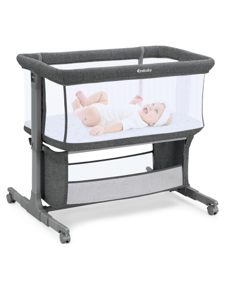 Cuna Lateral Ezebaby AP813 para Bebé con Ruedas y Almacenamiento