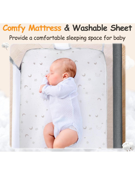 Cuna Lateral Ezebaby AP813 para Bebé con Ruedas y Almacenamiento