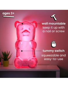 Luz Nocturna Oso de Goma Gummygoods Rosa Recargable 60 Min 2