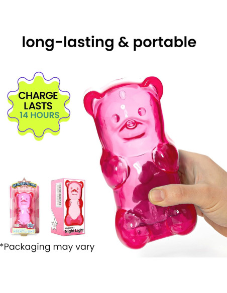 Luz Nocturna Oso de Goma Gummygoods Rosa Recargable 60 Min