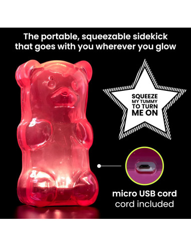 Luz Nocturna Oso de Goma Gummygoods Rosa Recargable 60 Min