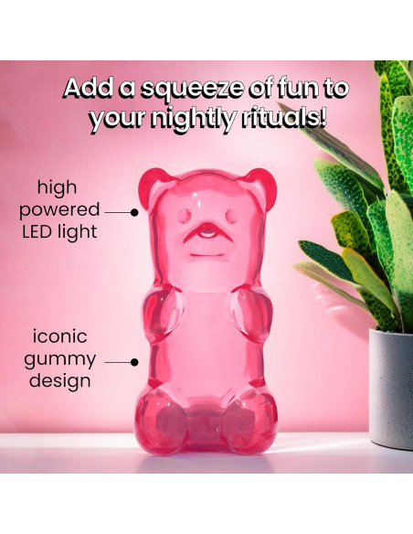 Luz Nocturna Oso de Goma Gummygoods Rosa Recargable 60 Min
