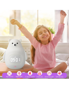 Reloj Despertador Inteligente GANGULITO Osito Blanco con Luz 2