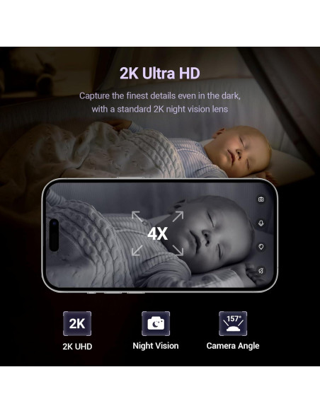 Cámara de Monitoreo de Bebés BOOPOO 2K HD Sin Contacto