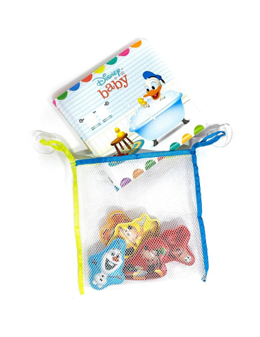 Disney Baby Bath Time Books - Activity Books for kids, Bath book, 6 Padded suction cups, 1 Mesh bag