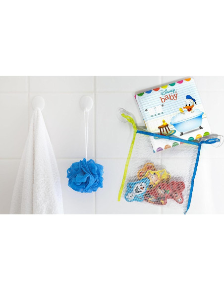 Disney Baby Bath Time Books - Activity Books for kids, Bath book, 6 Padded suction cups, 1 Mesh bag