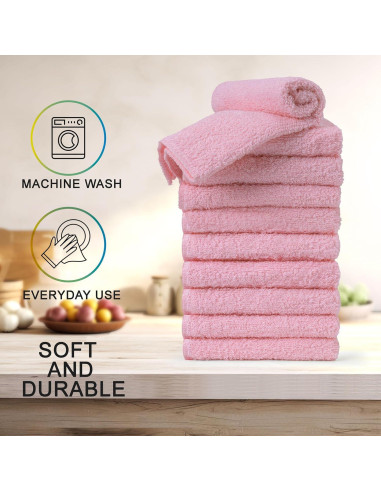 Paquete de 10 Paños de Lavado Textila Rosa Bebé 30x30 cm