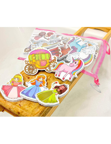 Juguetes de baño de espuma NUBUNI con bolsa de almacenamiento