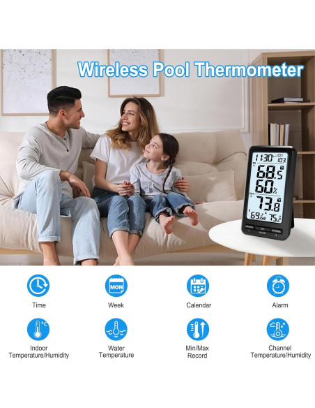 Termómetro Digital Inalámbrico Urageuxy para Piscina Flotante