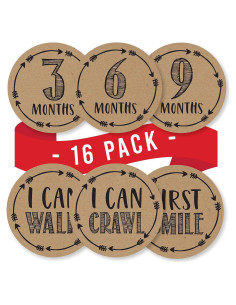 Calcomanías Mensuales de Hitos para Bebés Hadley Designs - 16 Piezas