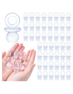 48 Chupetes Acrílicos Transparentes para Baby Shower 4.45 cm