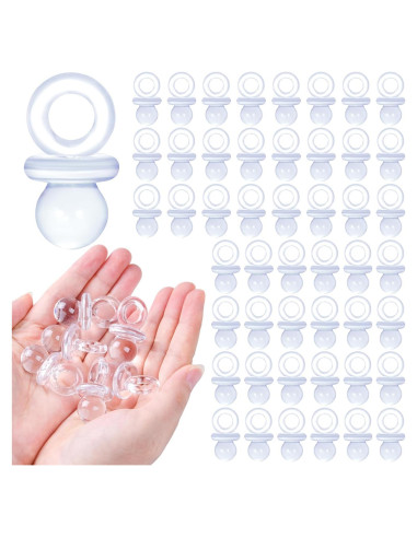 48 Chupetes Acrílicos Transparentes para Baby Shower 4.45 cm