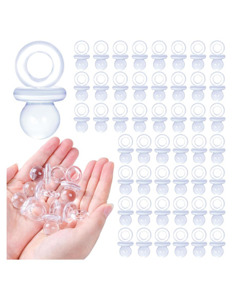 48 Chupetes Acrílicos Transparentes para Baby Shower 4.45 cm