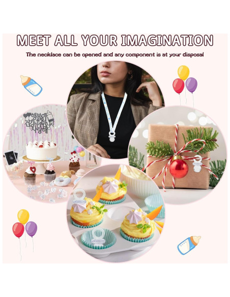 48 Chupetes Acrílicos Transparentes para Baby Shower 4.45 cm