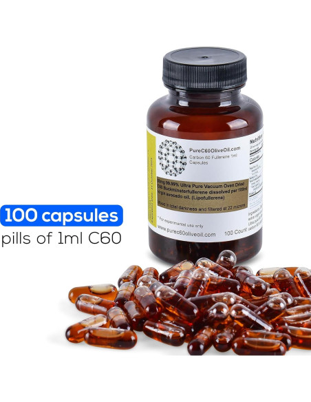 Cápsulas de Aceite de Aguacate Orgánico C60 100ml Grado Alimenticio