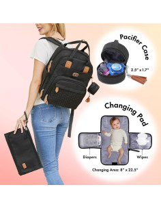Mochila de Pañales Dikaslon Unisex con Cambiador y Estuche 2
