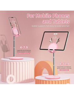 Soporte para Teléfono OATSBASF Ajustable Orejas de Ciervo Rosa 2