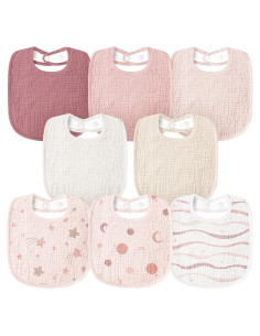 Baberos de Muselina Susurration 8 Pack Ajustables Unisex