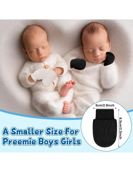 18 Pares de Mitones para Bebés Prematuros Algodón Suave