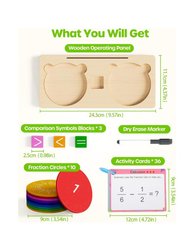 Rompecabezas Educativo de Fracciones D-FantiX de Madera