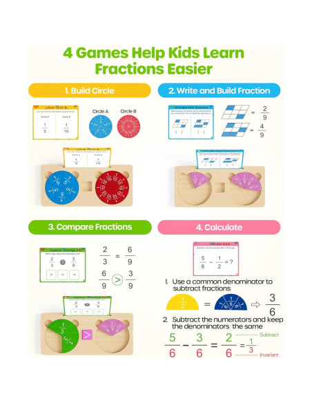 Rompecabezas Educativo de Fracciones D-FantiX de Madera