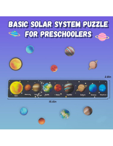 Rompecabezas de Madera Sistema Solar para Niños 3+ WOODENFUN