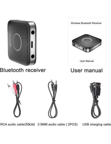 Adaptador Bluetooth 5.3 SONRU Receptor Audio Inalámbrico AUX