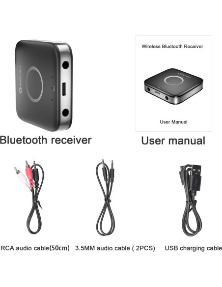 Adaptador Bluetooth 5.3 SONRU Receptor Audio Inalámbrico AUX