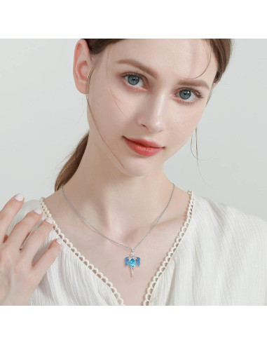 Collar de Dragón de Plata Esterlina 925 con Cristal Azul