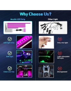 Luces LED de Tira WEBUPAR 10 en 1 RGB 444.5 cm para Carro 2