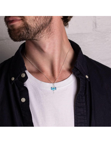 Collar de Dragón de Plata Esterlina 925 con Cristal Azul