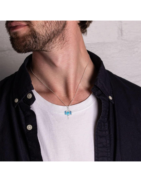 Collar de Dragón de Plata Esterlina 925 con Cristal Azul
