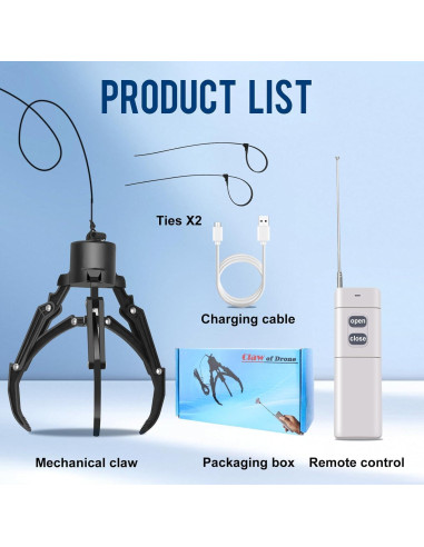 Garra Mecánica para Drone Amanely TF381 - Control Remoto 1km