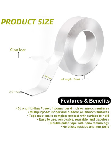 Cinta Doble Cara Aylaa T008 3.05m Alta Resistencia Adhesiva