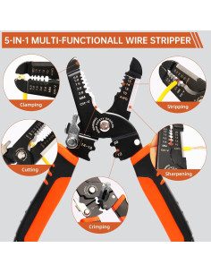 Pelacables Htaexpu 5-en-1 10-22 AWG Ergonómico Acero Naranja 2