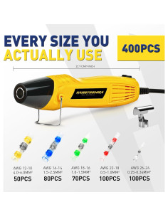 Kit de Conectores de Cable Haisstronica 400PCS con Pistola de Calor 2