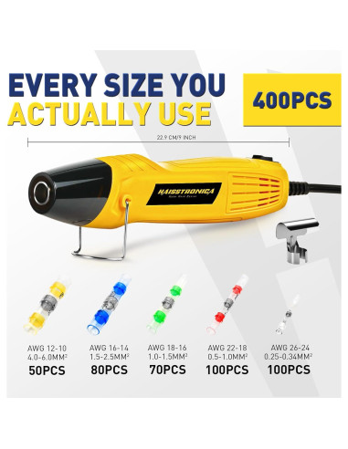 Kit de Conectores de Cable Haisstronica 400PCS con Pistola de Calor